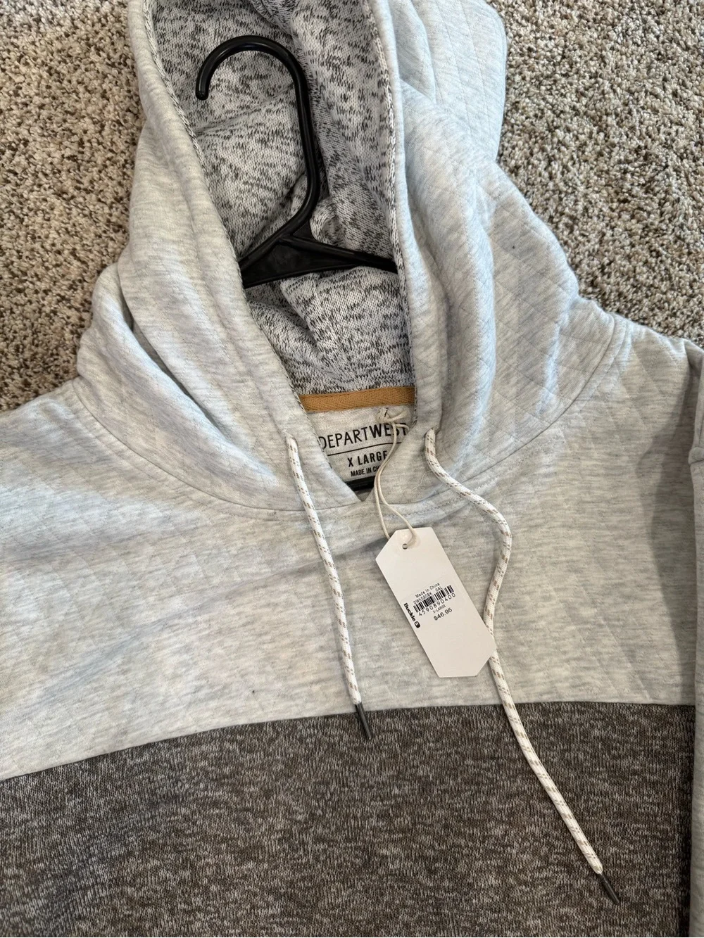 Men's Two-Tone Gray Hooded Pullover Sweatshirt